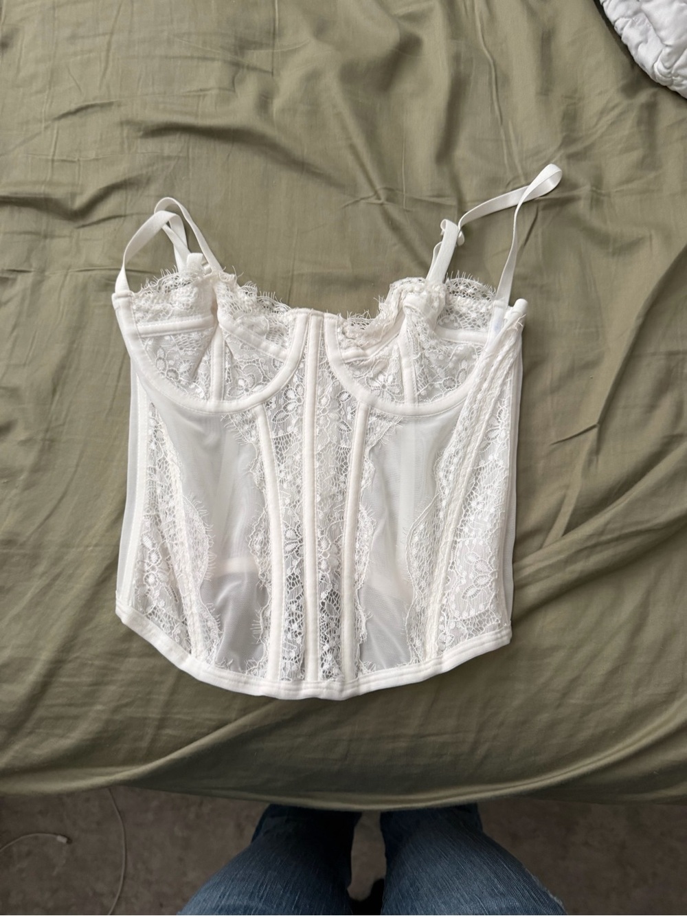 White Lace Bustier Top